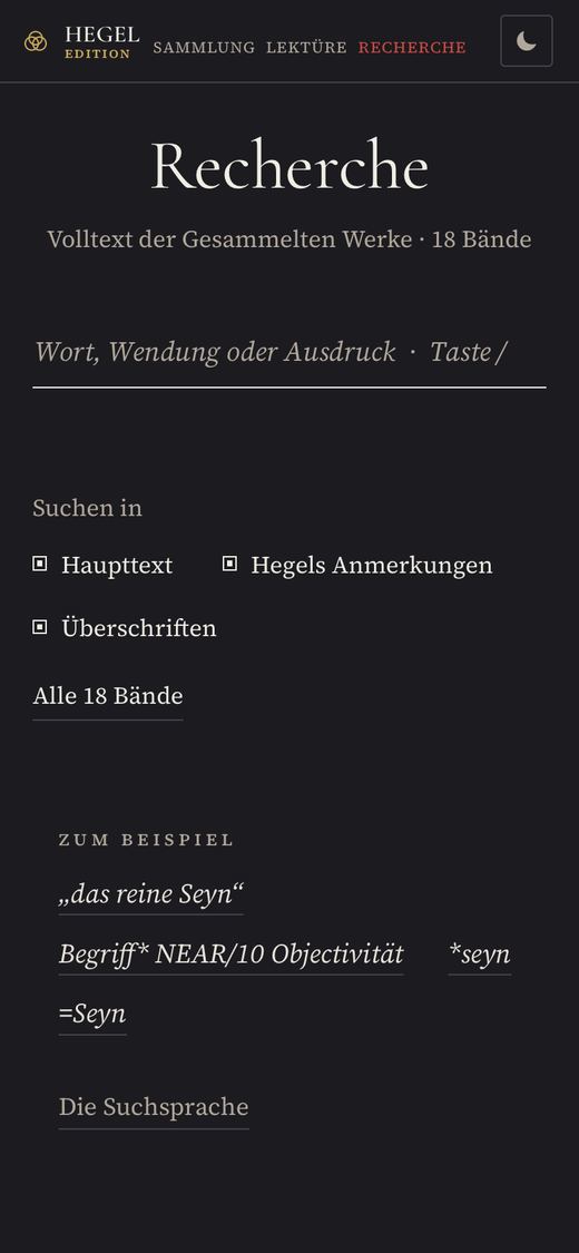 Recherche auf dem Telefon, Fassung 0.8.